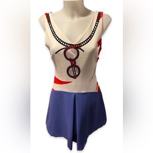 DESIGUAL Summer Sleeveless Dress with Glasses Print w/ “Nice” embroidery Euro 36